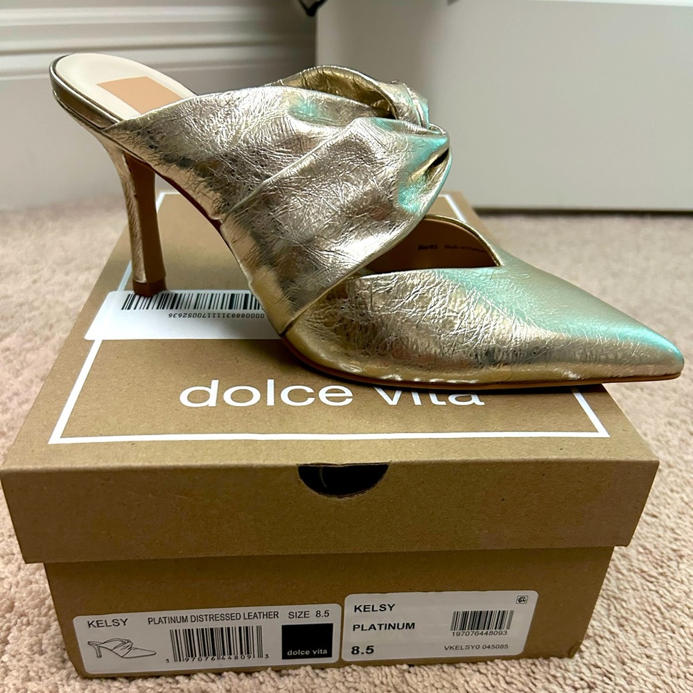 Dolce Vita Kelsy Metallic Heels with Pointed Toe